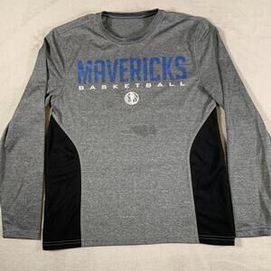 Dallas Mavericks Shirt Mens Small‎ Gray NBA Basketball Long Sleeve Polyester